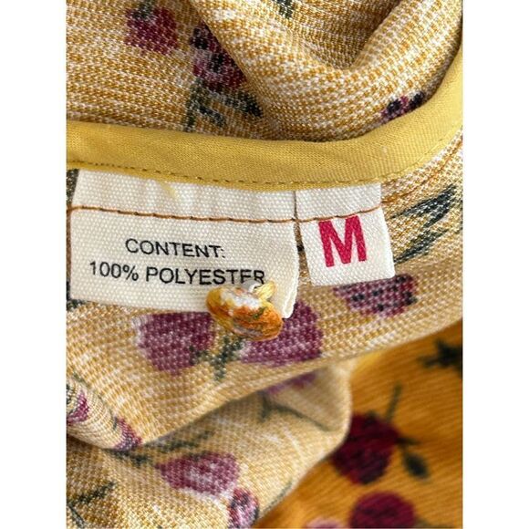 CeliaB Alder Puff Sleeve Floral Mini Dress Yellow Women’s Size Medium - Picture 9 of 10